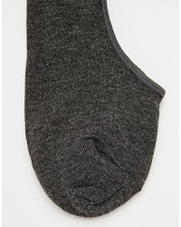 Asos 5 Pack Invisible Socks In Charcoal