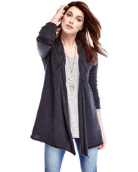 Neiman Marcus Cashmere Braided Cascading Cardigan Charcoal