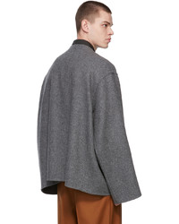 Hed Mayner Grey Double Face Wool Cardigan