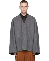 Hed Mayner Grey Double Face Wool Cardigan