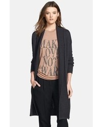 Haute Hippie Long Open Front Cardigan Charcoal X Small