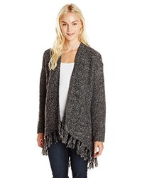 Kensie Comfy Knit Open Front Sweater Cardigan With Fringe