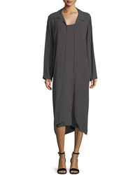 Eileen Fisher Long Crinkled Crepe Duster Cardigan Plus Size