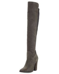 Charles David Cha Suede Over The Knee Boot Dark Gray