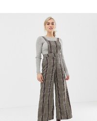 New Look Petite Check Jumpsuit In Grey Pattern