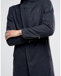 Minimum Allston Slim Wool Overcoat Assymetric Zip And Quilted Lining