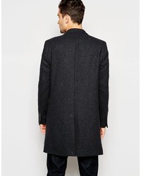 Asos Brand Wool Mix Overcoat In Dark Gray