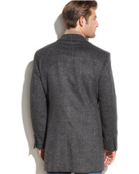 DKNY Charcoal Neat Slim Fit Wool Blend Overcoat