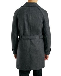 Topman Charcoal Wool Blend Trench Coat