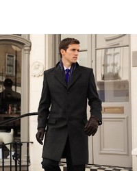 Charles Tyrwhitt Classic Fit Charcoal Wool And Cashmere Overcoat