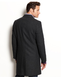 Nautica Coat Charcoal Herringbone Wool Blend Overcoat
