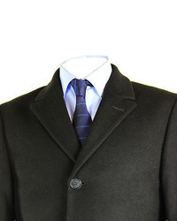 Calvin Klein Coat Solid Plaza Wool Blend Overcoat Black Charcoal 7cu