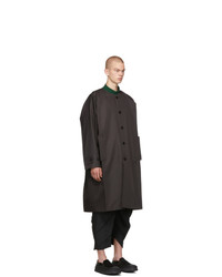 132 5. ISSEY MIYAKE Grey Collarless Long Coat