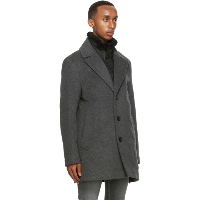 Mackage Grey Wool Dillon Coat, $570 | SSENSE | Lookastic