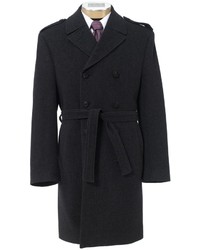 Jos. A. Bank Traveler Tailored Fit Double Breasted Wool Herringbone Topcoat