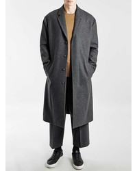Topman Lux Grey Belted Overcoat