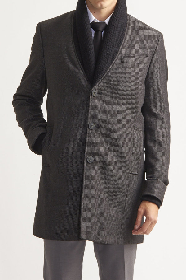 Paisley Gray Slim Shawl Neck Overcoat, $240 | JackThreads | Lookastic