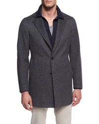 Loro Piana Parkway Tweed Overcoat Gray