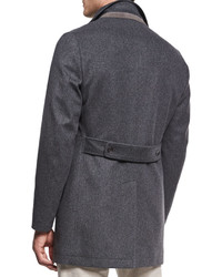 Loro Piana Parkway Tweed Overcoat Gray