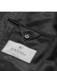 Canali Slim Fit Velvet Collar Wool Overcoat
