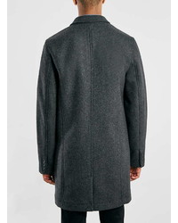 Topman Charcoal Wool Blend Overcoat