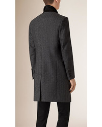Burberry Virgin Wool Cashmere Topcoat With Velvet Topcollar