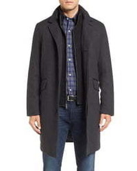 Cole Haan Wool Blend Overcoat With Knit Bib Inset