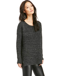 Dailylook Gyllenhaal Ribbed Pullover Sweater In Charcoal Sm Lxl