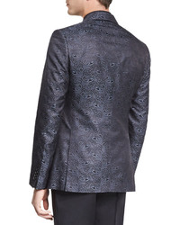 Etro Paisley Print Silk Evening Jacket Charcoal