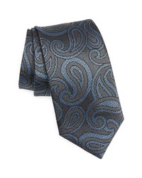 David Donahue Paisley Silk Tie In Charcoal At Nordstrom