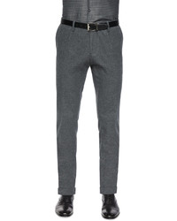 Hugo Boss Boss Flat Front Cotton Blend Trousers Gray