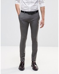 Asos Brand Extreme Super Skinny Smart Pants In Gray