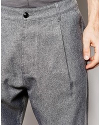 Asos Brand Tapered Pants With Front Pleats In Gray