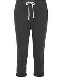 James Perse Cotton Blend Twill Track Pants Charcoal