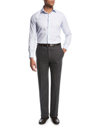 Brioni Flannel Flat Front Trousers