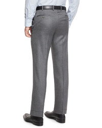 Brioni Flat Front Twill Trousers Gray