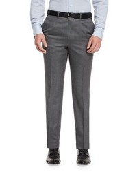 Brioni Flat Front Twill Trousers Gray
