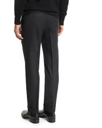 Tom Ford Oconnor Base Flannel Classic Trousers Charcoal
