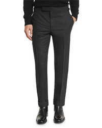 Tom Ford Oconnor Base Flannel Classic Trousers Charcoal