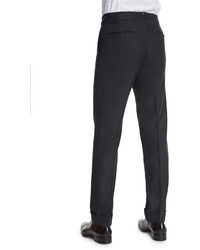 Tom Ford Oconnor Base Flat Front Sharkskin Trousers Charcoal