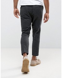 Asos Tapered Smart Pant In Charcoal Texture With Elasticated Back