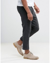Asos Tapered Smart Pant In Charcoal Texture With Elasticated Back