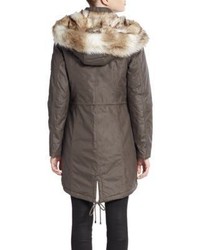Laundry by Shelli Segal Faux Fur Trimmed Coated Parka