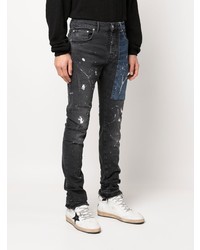 purple brand Colour Block Paint Splatter Slim Jeans