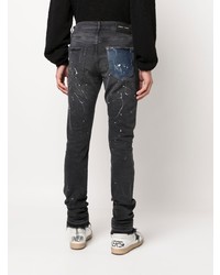 purple brand Colour Block Paint Splatter Slim Jeans