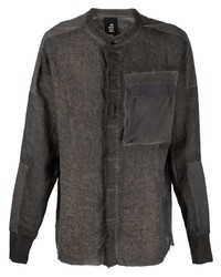 Charcoal Patchwork Linen Long Sleeve Shirt