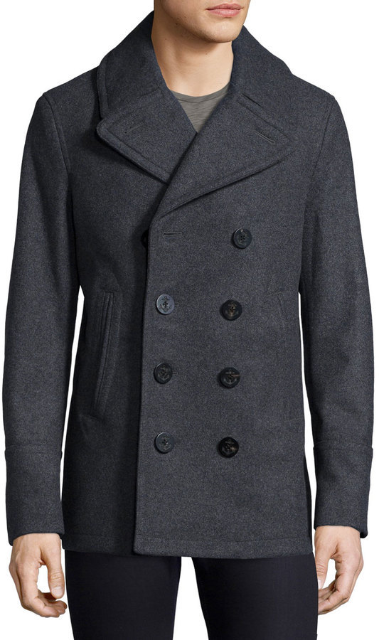 Burberry Brit Eckford Melange Double Breasted Pea Coat Dark Gray, $995 ...