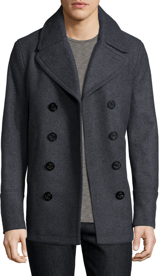 Burberry Brit Eckford Melange Double Breasted Pea Coat Dark Gray, $995 ...