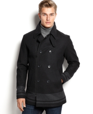 Calvin Klein Color Block Pea Coat, $248 | Macy's | Lookastic