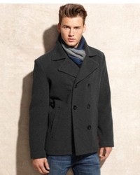 Kenneth Cole Coat Wool Blend Peacoat With Scarf